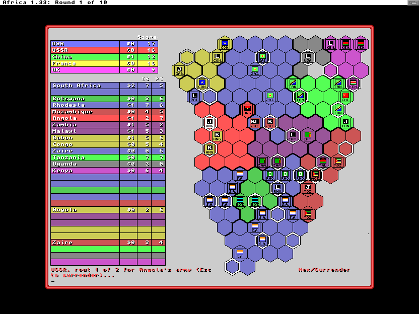Africa (Amiga) screenshot: Angola's army is defeated by rebels
