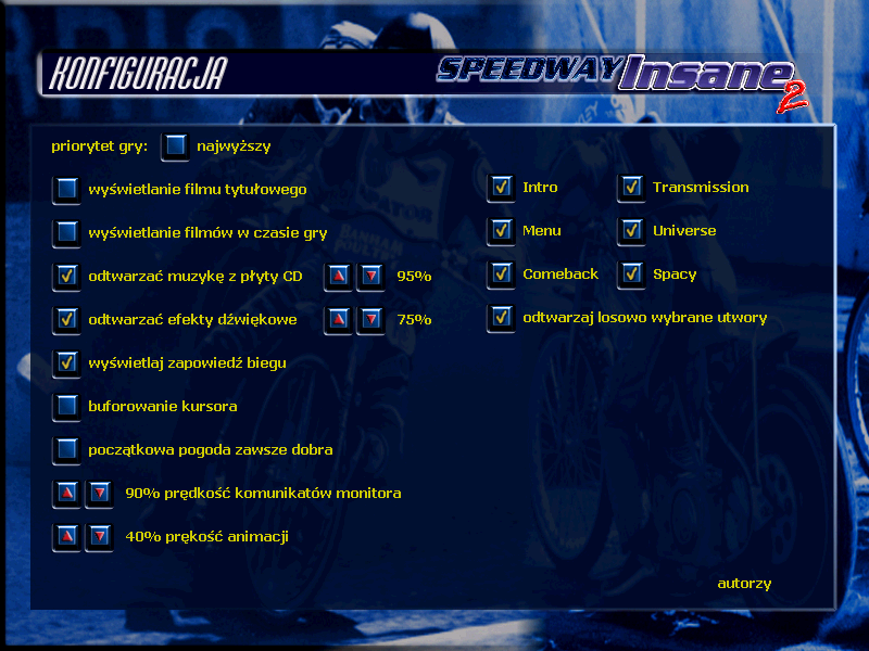 Insane Speedway 2 (Windows) screenshot: Game options