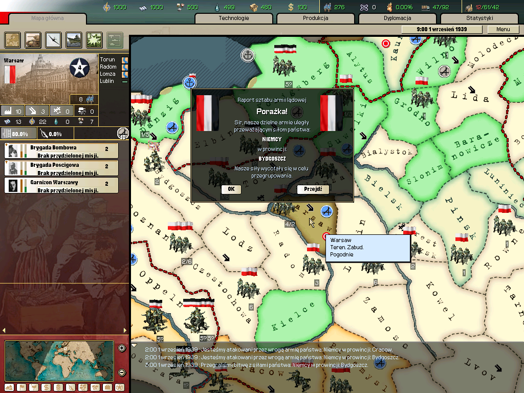 Hearts of Iron II (Windows) screenshot: Encounter report