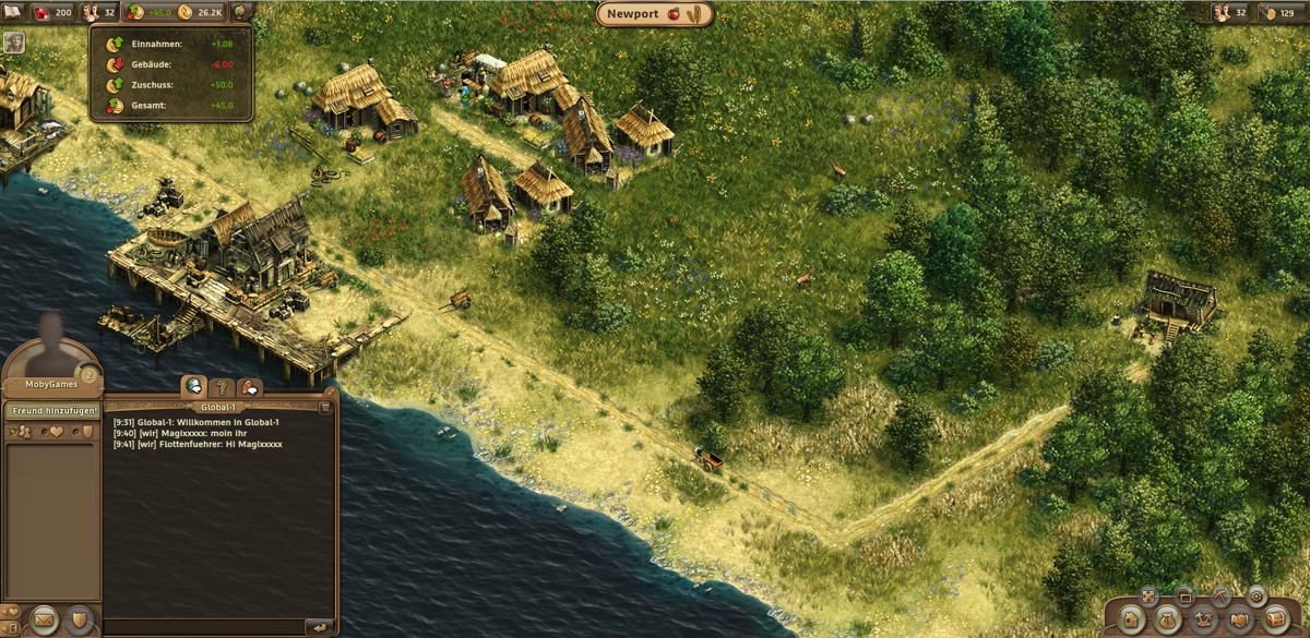 Anno Online (Browser) screenshot: The first settlement with a first small production cycle