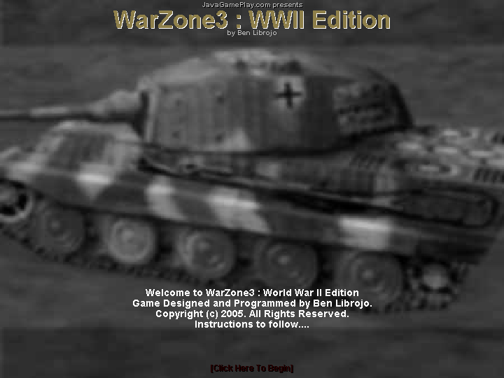 WarZone 3: WWII Edition (Browser) screenshot: Title screen.