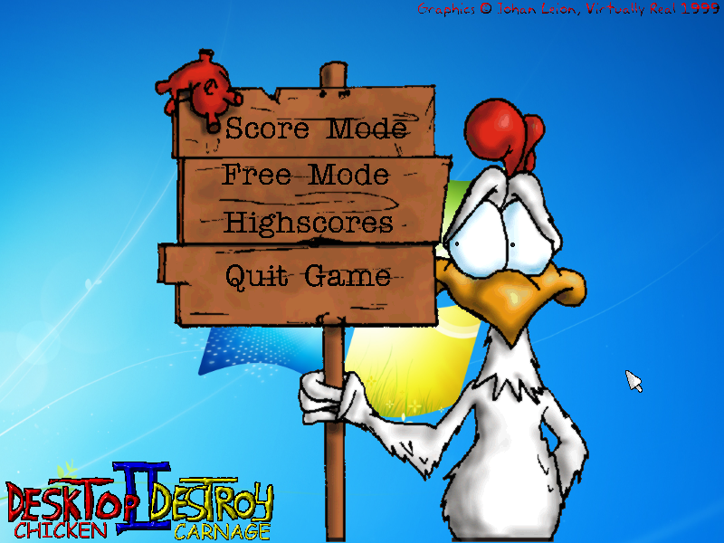 Desktop Destroy II: Chicken Carnage (Windows) screenshot: Menu