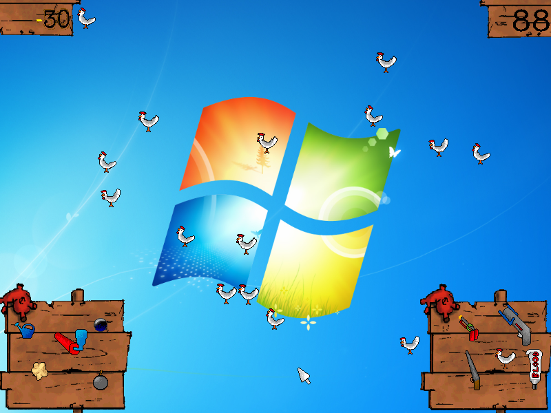 Desktop Destroy II: Chicken Carnage (Windows) screenshot: Chickens