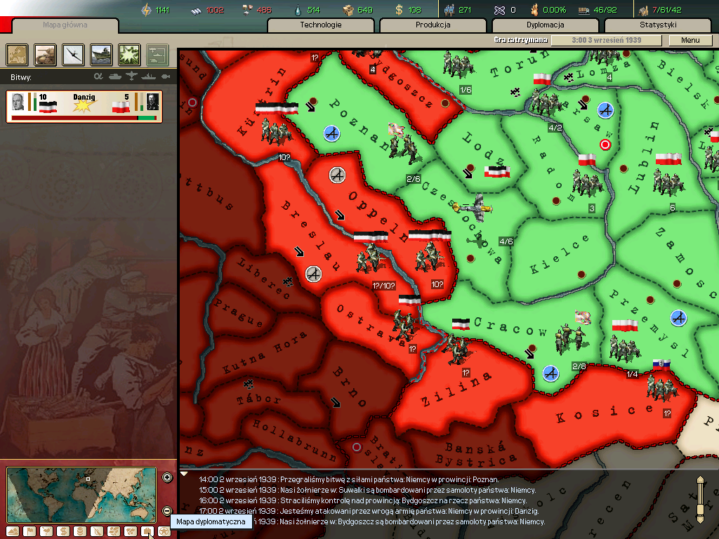 Hearts of Iron II (Windows) screenshot: Diplomatic map