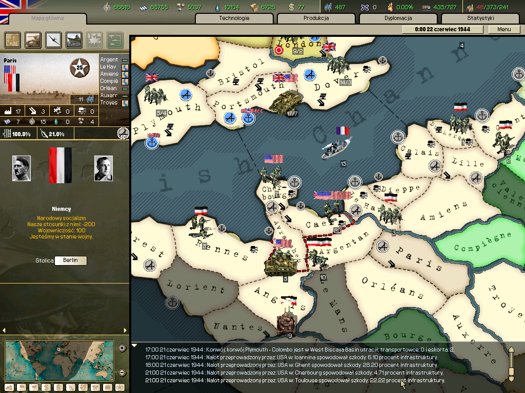 Hearts of Iron II (Windows) screenshot: Tanks battle