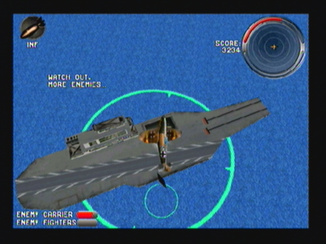 Armageddon Squadron (Zeebo) screenshot: Targets will vary. Here I'm attacking an enemy aircraft carrier.