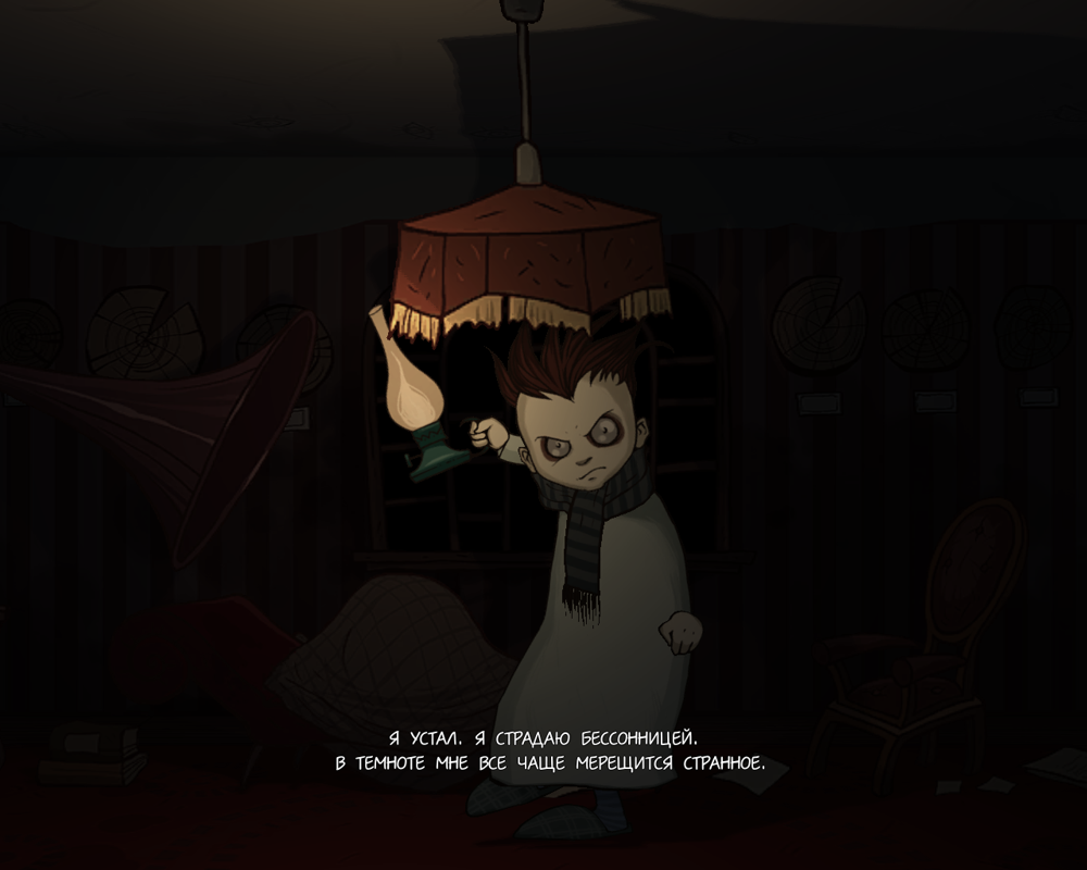 Knock-knock! (Windows) screenshot: The Lodger complains on being tired and insomniac