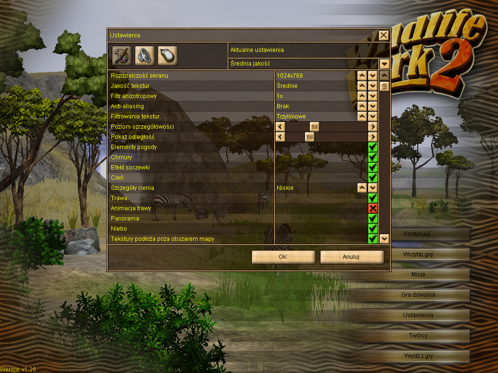 Wildlife Zoo (Windows) screenshot: Game options