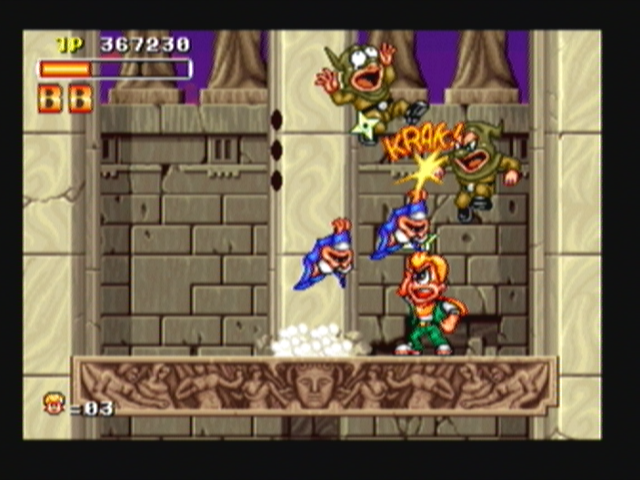 Spinmaster (Zeebo) screenshot: In this elevator sequence, choosing different sides to stay means facing traps or enemies.