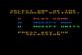 Armor Assault (Atari 8-bit) screenshot: Main Menu