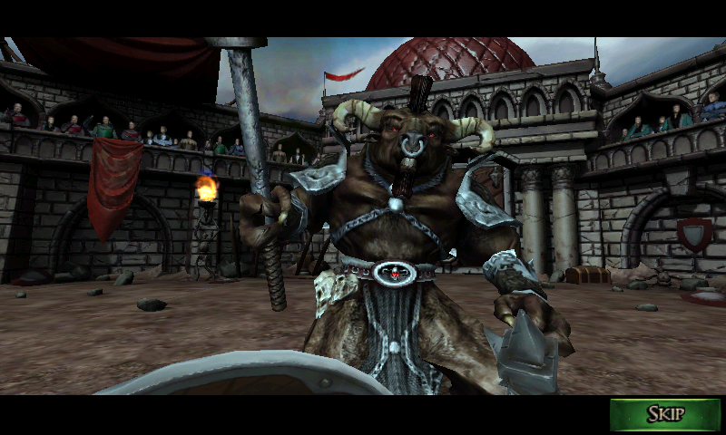 Rage of the Gladiator (Android) screenshot: Next opponent: a minotaur