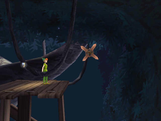 Peter Pan in Disney's Return to Never Land (Windows) screenshot: Flying enemy - wooden crossed spikes