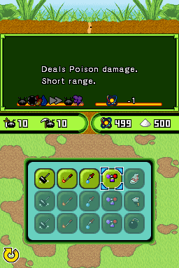 Ant Nation (Nintendo DS) screenshot: Weapons