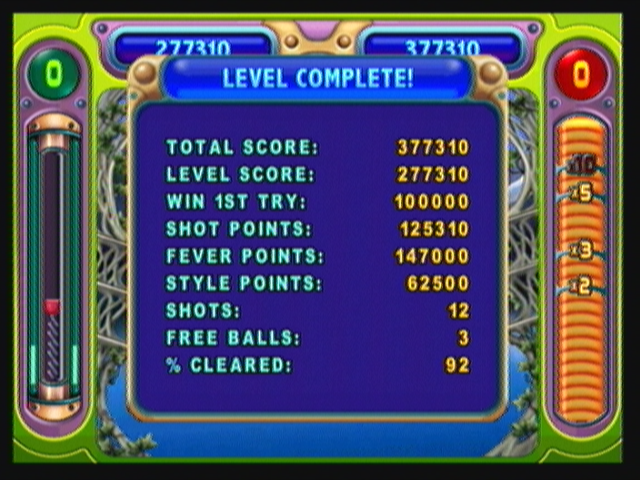 Peggle (Zeebo) screenshot: Level complete! Here's my score.