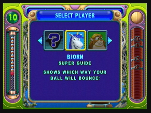 Peggle (Zeebo) screenshot: Selecting player in adventure mode. New players must be unlocked as the player progresses through the adventure mode.