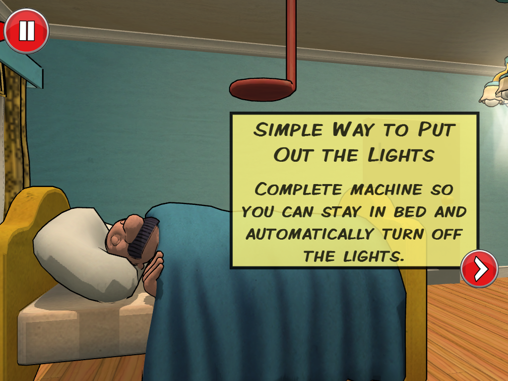 Rube Works: The Official Rube Goldberg Invention Game (iPad) screenshot: Level 8 objective