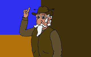 Town With No Name (DOS) screenshot: Encountering an old man.