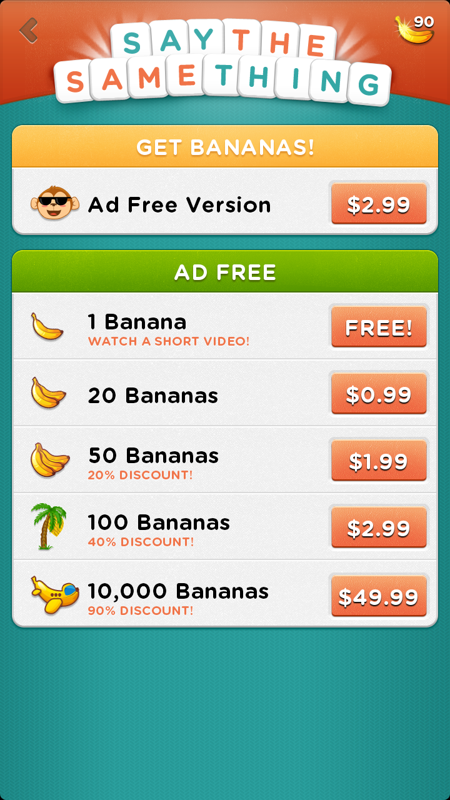 Say the Same Thing (Android) screenshot: Like many mobile games, there are in-app purchases