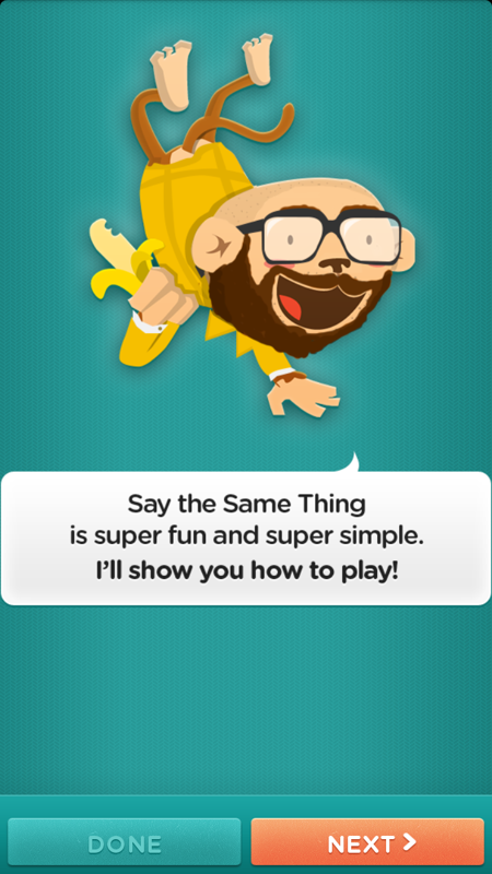 Say the Same Thing (Android) screenshot: There's even a cute tutorial featuring the band, this is Tim Nordwind