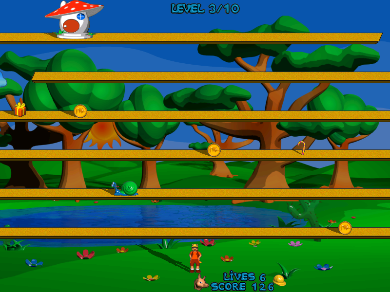 Foxy Jumper (Windows) screenshot: Level 3 of pack 1 - the snail will make you move slower when you meet him