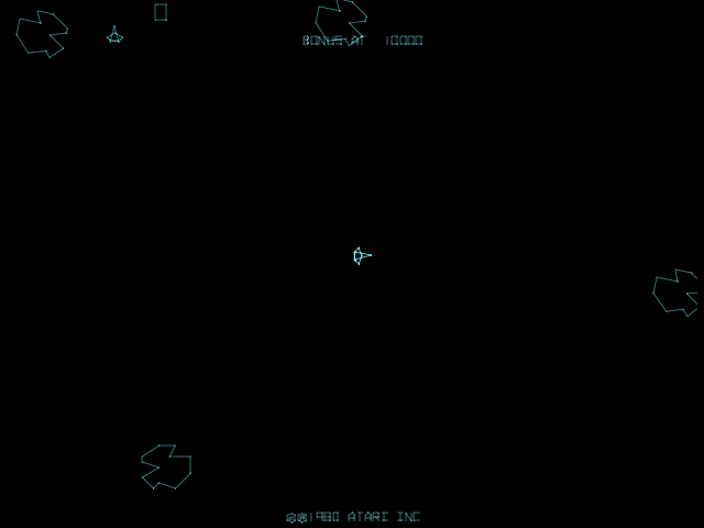 Asteroids Deluxe (Arcade) screenshot: Shoot the asteroids.