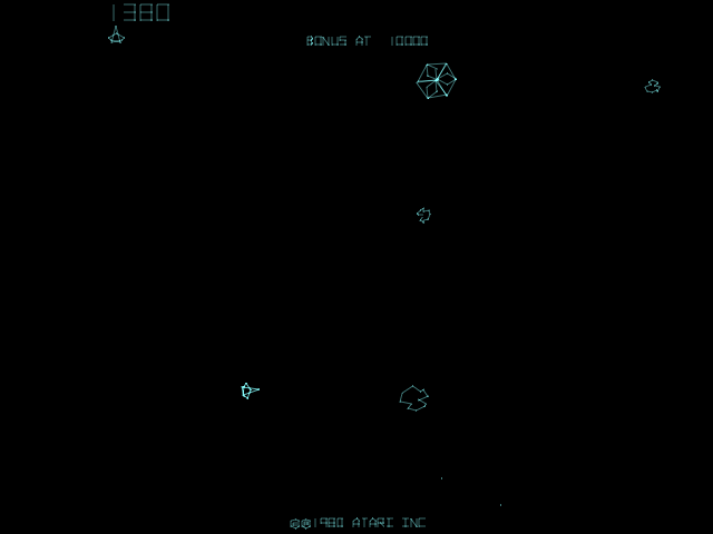 Asteroids Deluxe (Arcade) screenshot: Another ship to hit.