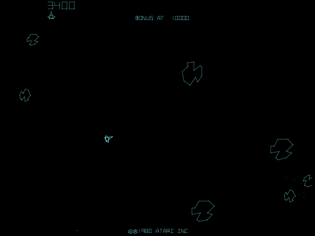 Asteroids Deluxe (Arcade) screenshot: Asteroids are back.