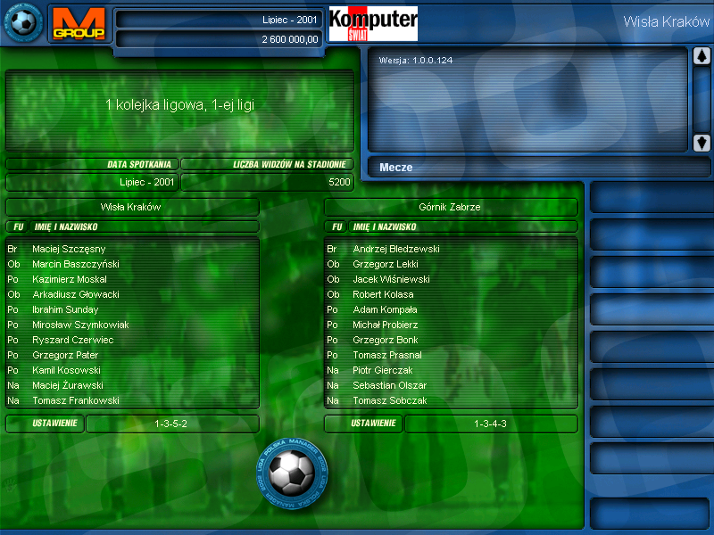 Liga Polska Manager 2002 (Windows) screenshot: Teams introduction