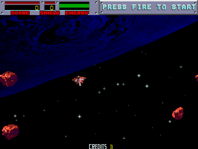 Blasteroids (Arcade) screenshot: Blast the Asteroids.