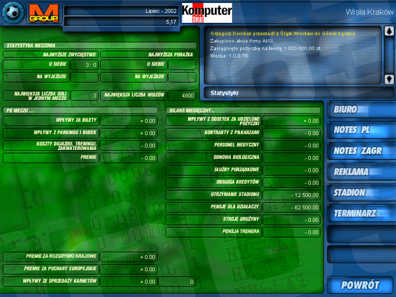 Screenshot Of Liga Polska Manager 2003 (windows, 2003) - Mobygames