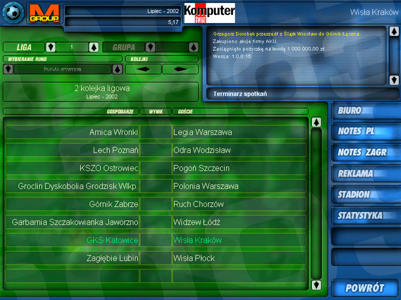 Screenshot of Liga Polska Manager 2003 (Windows, 2003) - MobyGames