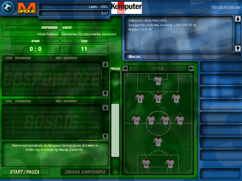 Liga Polska Manager 2003 (Windows) screenshot: Game kick off