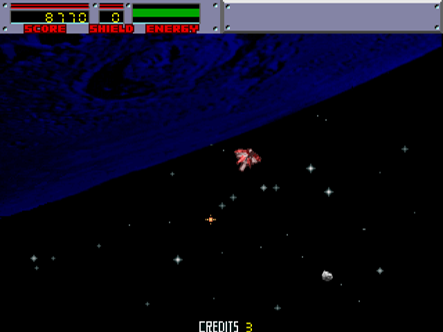 Blasteroids (Arcade) screenshot: Crystal gives energy.