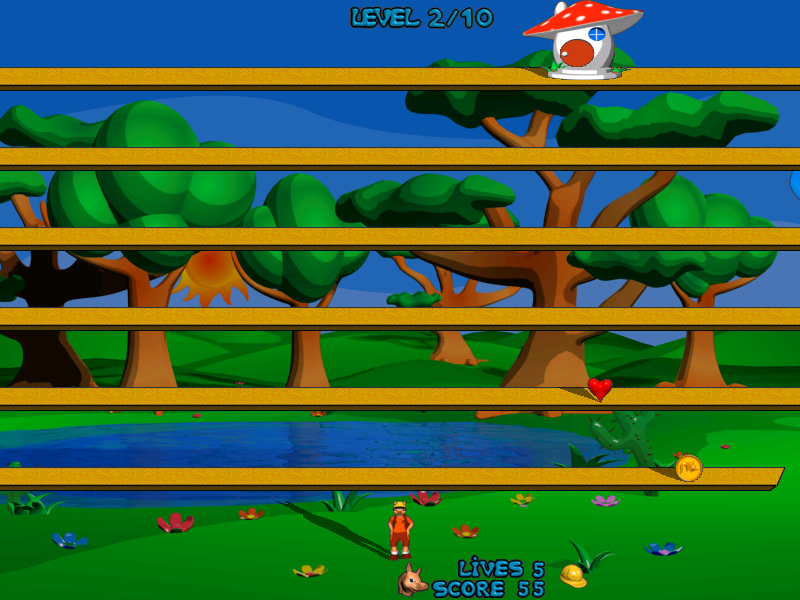 Foxy Jumper (Windows) screenshot: Level 2 of pack 1 - a heart that bring you extra life