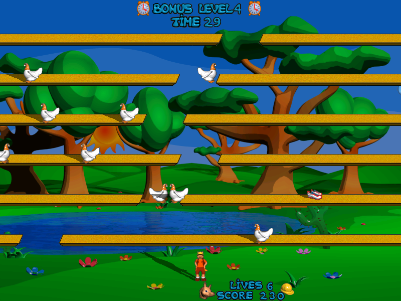 Foxy Jumper (Windows) screenshot: Bonus level 4 of pack 1 - catch the chicks