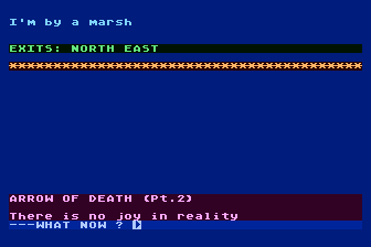 Arrow of Death Part II (Atari 8-bit) screenshot: Starting the Adventure