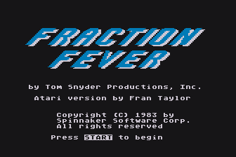 Fraction Fever (Atari 8-bit) screenshot: Title Screen