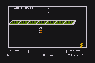 Fraction Fever (Atari 8-bit) screenshot: I Fell to Far and Game Over