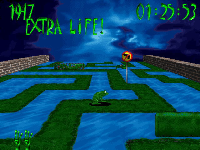 3D Frog Frenzy (Windows) screenshot: Would you look at that? I got the one power-up that only comes out of the surprise box!