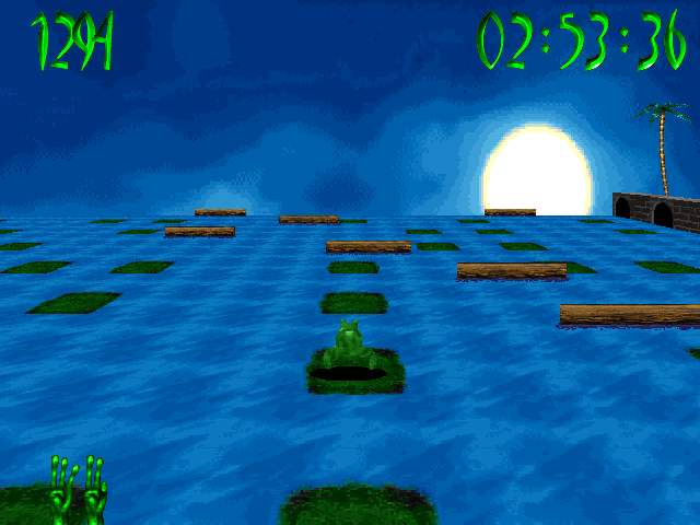 3D Frog Frenzy (Windows) screenshot: Okay, who thought this was a good idea for a level design?
