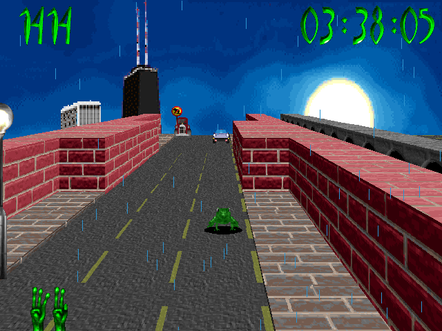 3D Frog Frenzy (Windows) screenshot: Run away from the traffic!