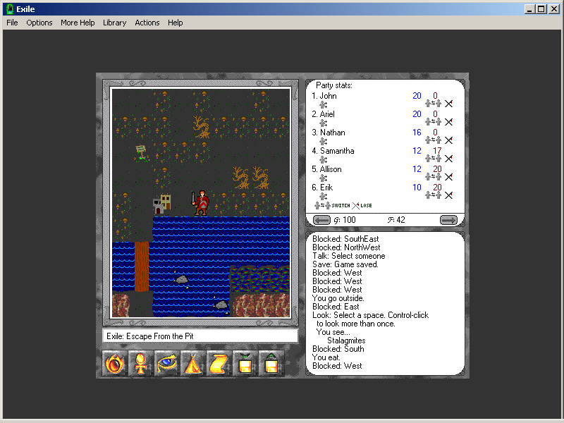 Exile: Escape from the Pit (Windows 3.x) screenshot: The town of Silvar as it looked in the first release.