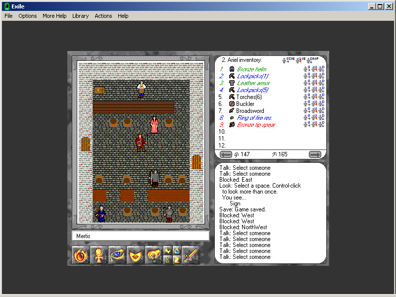 Exile: Escape from the Pit (Windows 3.x) screenshot: An inn in a cave village.
