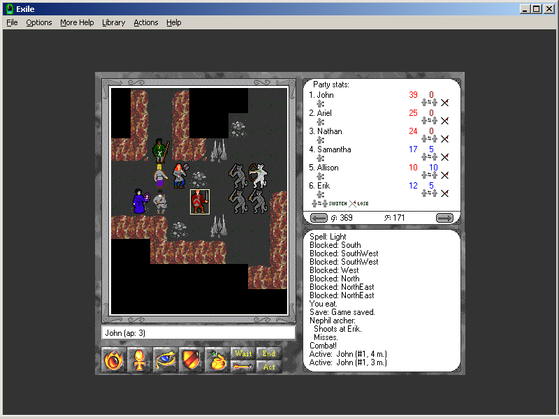 Exile: Escape from the Pit (Windows 3.x) screenshot: In the Nephilim fort.