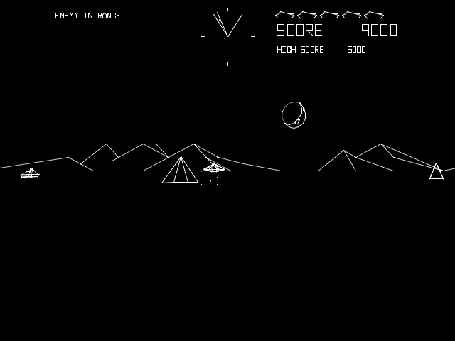 Battlezone (Arcade) screenshot: Got the saucer!