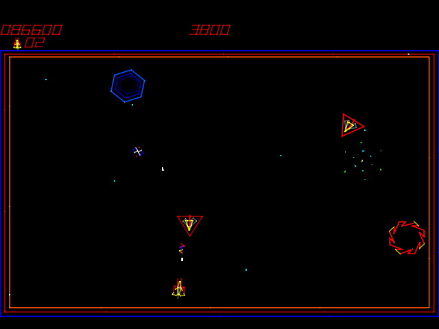 Zektor (Arcade) screenshot: A close encounter