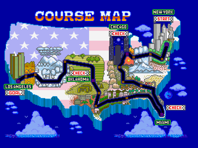 Turbo Out Run (FM Towns) screenshot: Course Map