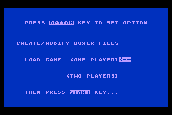 Computer Title Bout (Atari 8-bit) screenshot: Game Setup