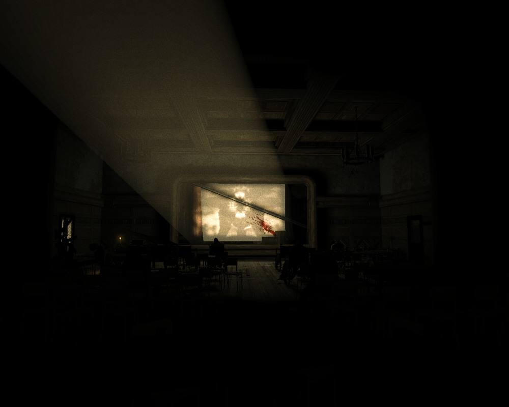 Outlast (Windows) screenshot: The screening room is where Miles will start to understand the truth