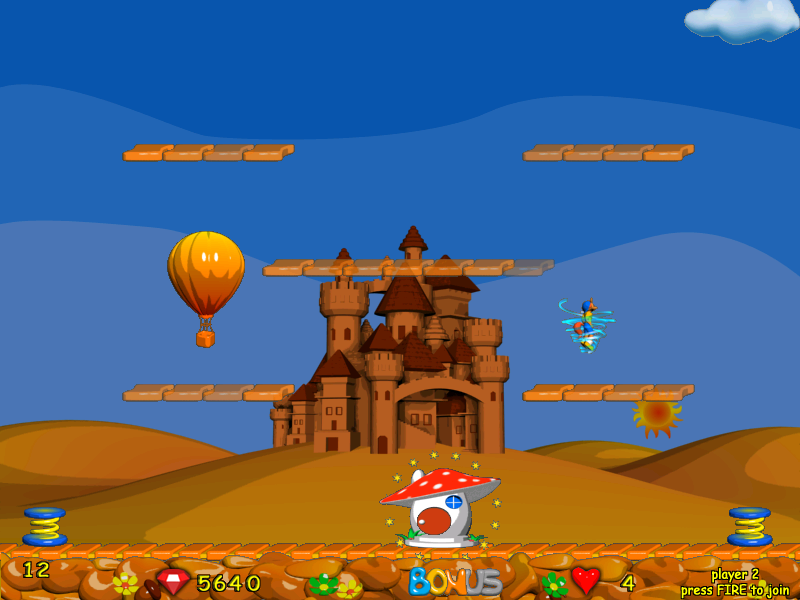 Foxy Jumper 2 (Windows) screenshot: Level 12: with the tornado you can move anywhere.